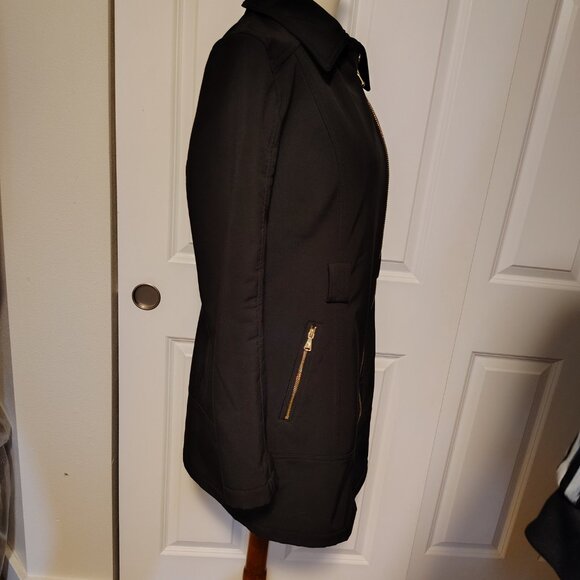 Guess Black Asymmetrical Zip Black MOTO Fitted Jacket Pea Coat Size Small - Picture 5 of 15